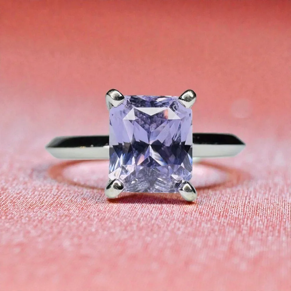 14K Gold- Natural Violet Blue Sapphire Ring -Radiant Cut -Size 6 -James Allen